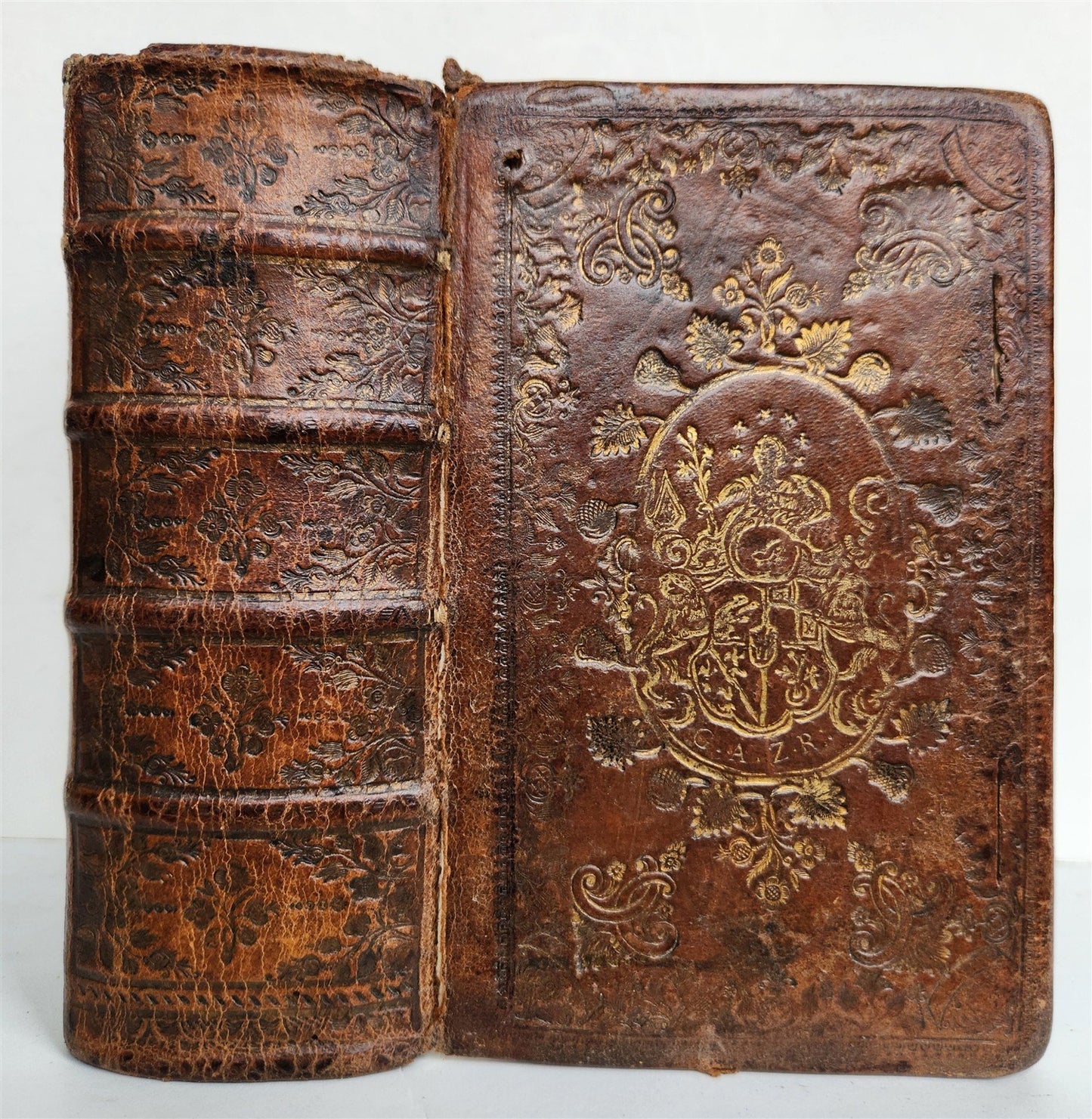 1775 HISTORY of ALEXANDER THE GREAT w/ MAP antique ARMORIAL BINDING