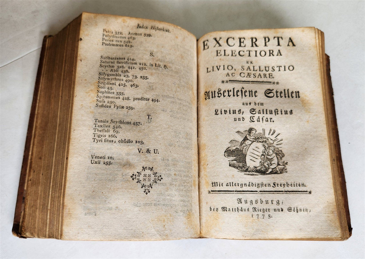 1775 HISTORY of ALEXANDER THE GREAT w/ MAP antique ARMORIAL BINDING