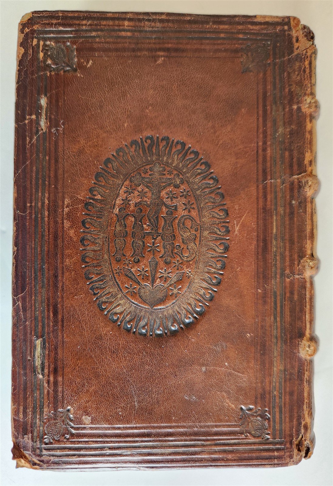 1596 LIFE of TWELVE CAESARS by Suetonius PLANTIN PRESS antique ARMORIAL BINDING