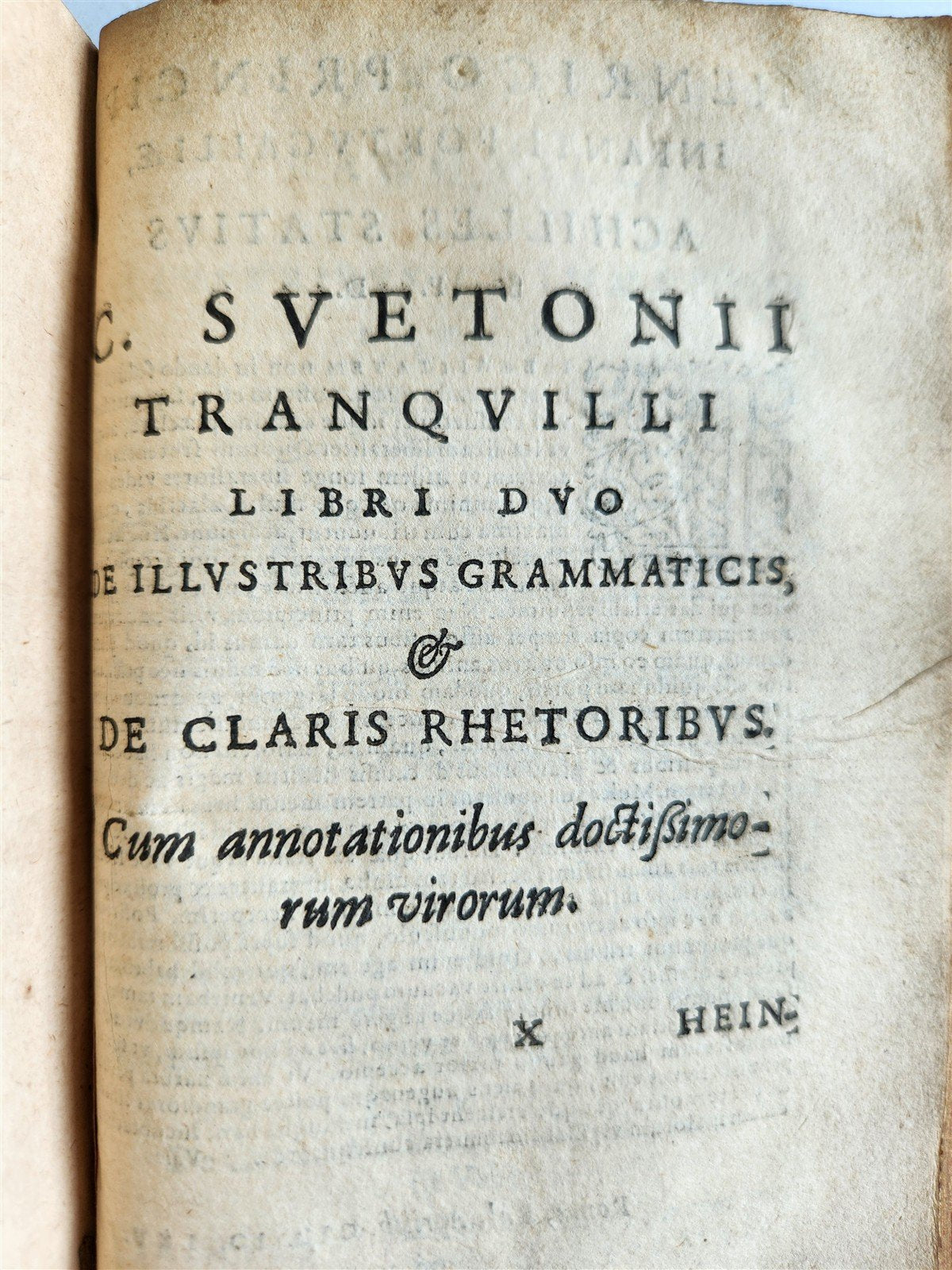 1596 LIFE of TWELVE CAESARS by Suetonius PLANTIN PRESS antique ARMORIAL BINDING