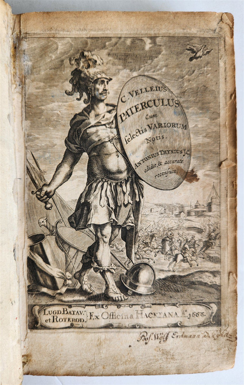 1668 ROMAN HISTORY by Velleius Paterculus antique ARMORIAL VELLUM BINDING