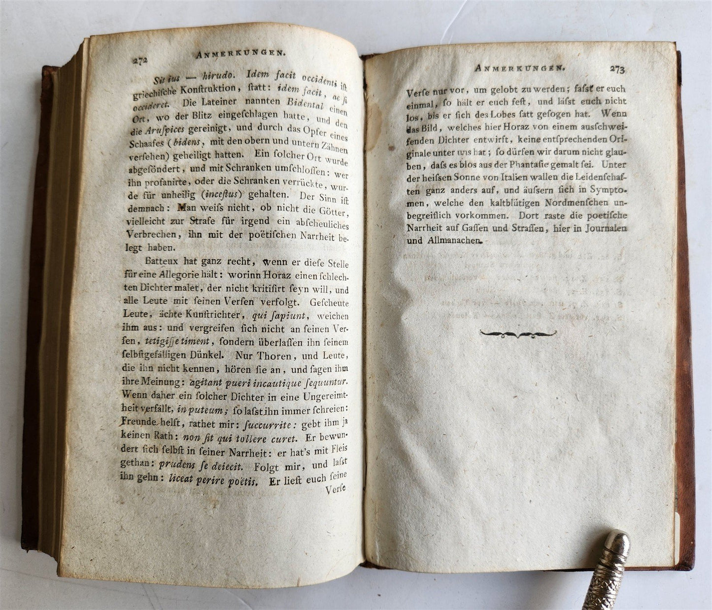 1791 HORACE Epistle to the Pisones in GERMAN antique ARMORIAL BINDING