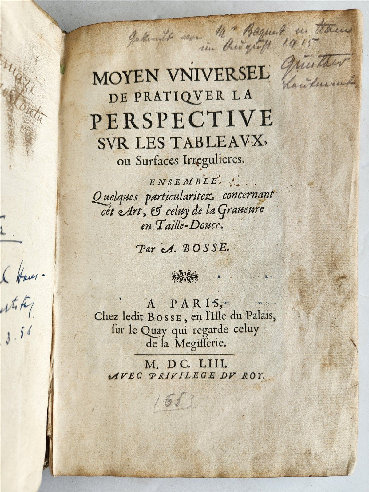 1653 PRACTICAL GEOMETRY for ARTISTS antique PERSPECTIVE by BOSSE VELLUM BINDING