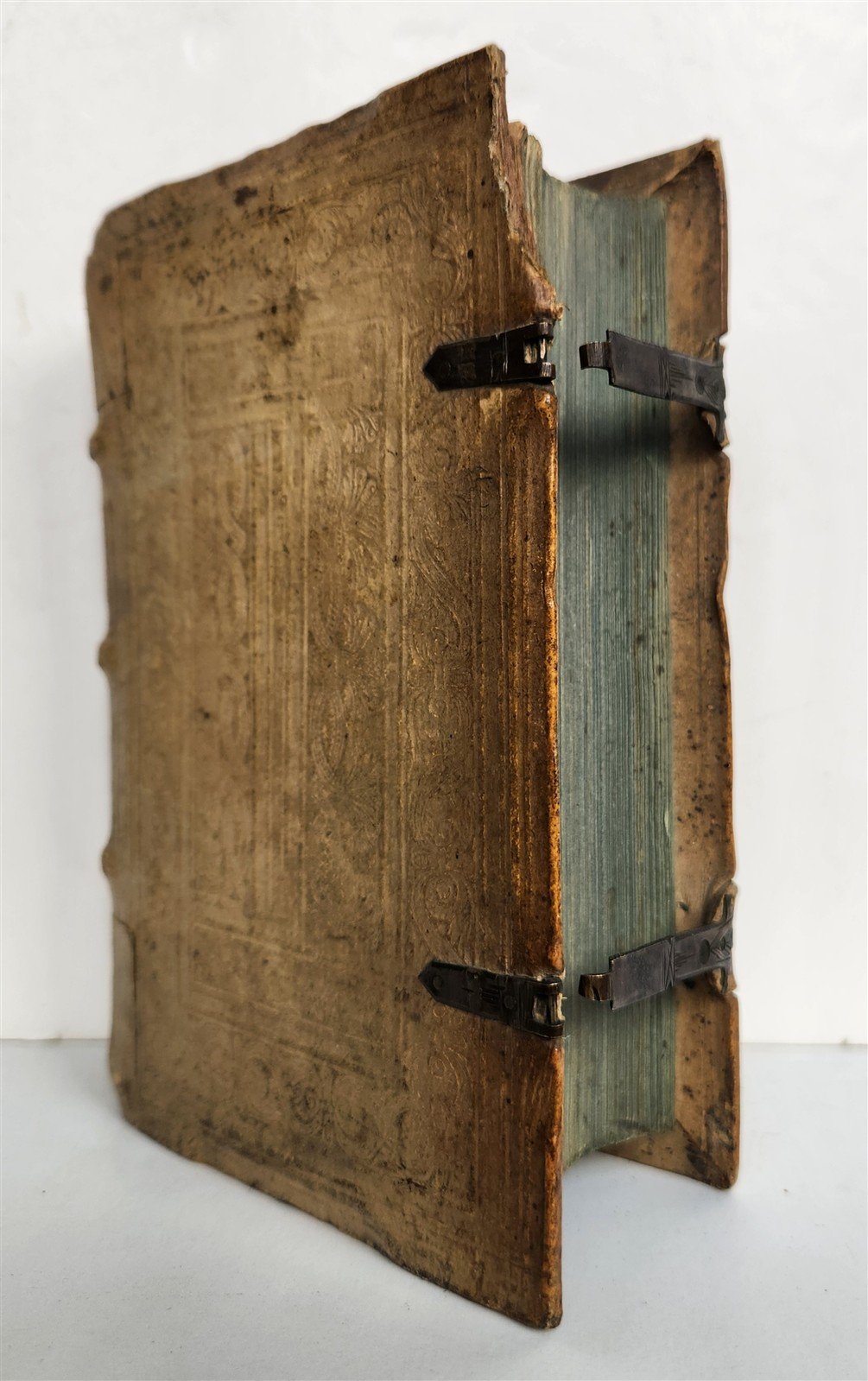 1604 SERMONES by DIDACUS antique BLIND TOOLED PIGSKIN BINDING w/ CLASPS