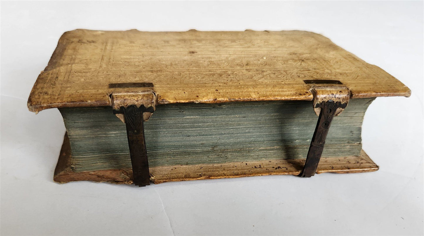 1604 SERMONES by DIDACUS antique BLIND TOOLED PIGSKIN BINDING w/ CLASPS