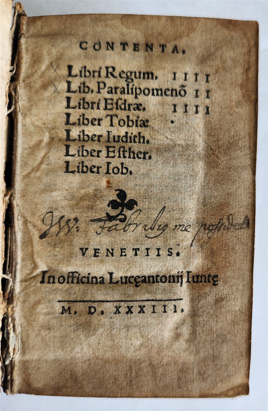 1533 POST-INCUNABULA BIBLE in LATIN antique ORIGINAL 16th CENTURY BINDING