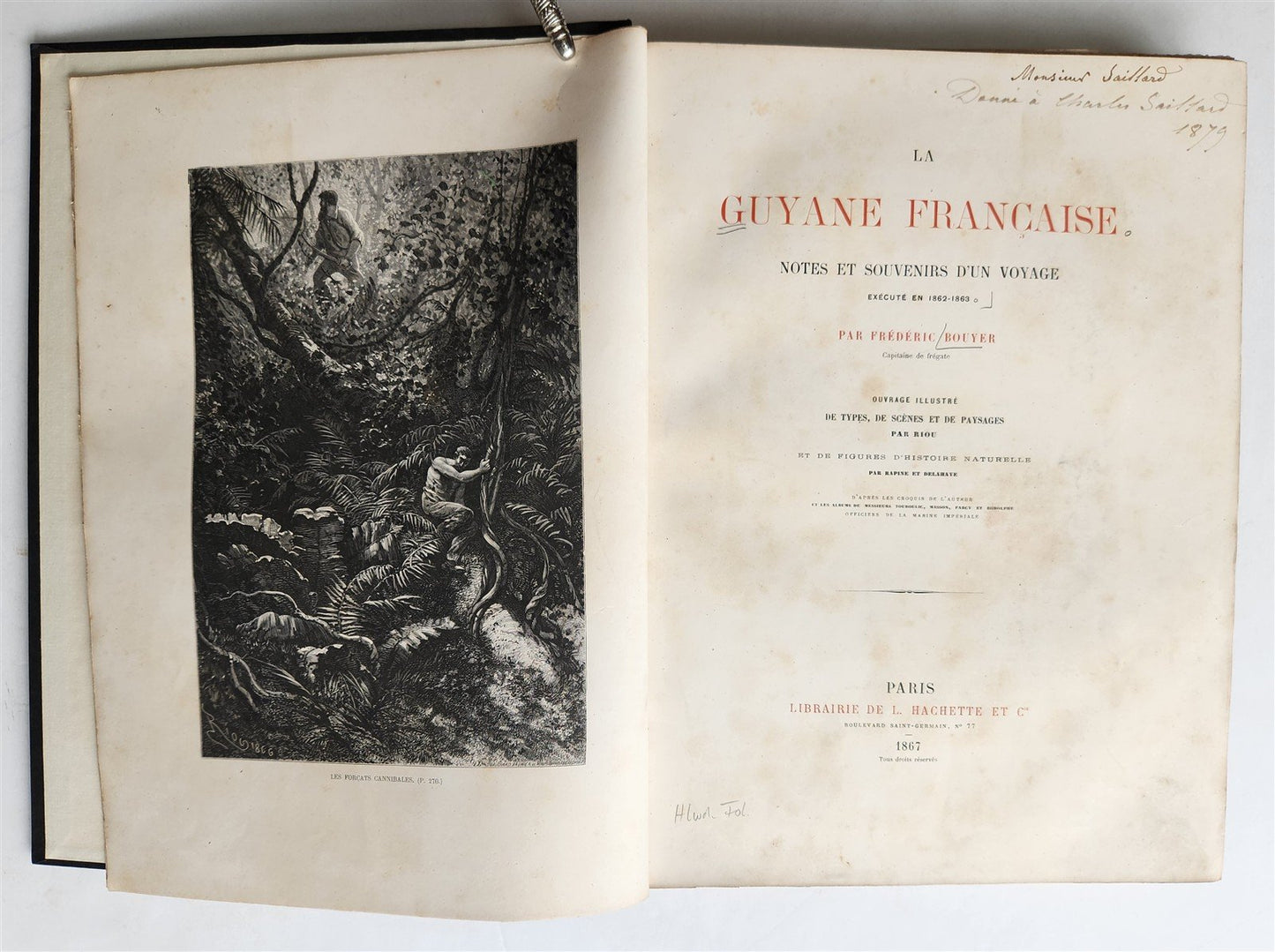1867 FRENCH GUYANA VOYAGE ILUSTRATED antique FOLIO