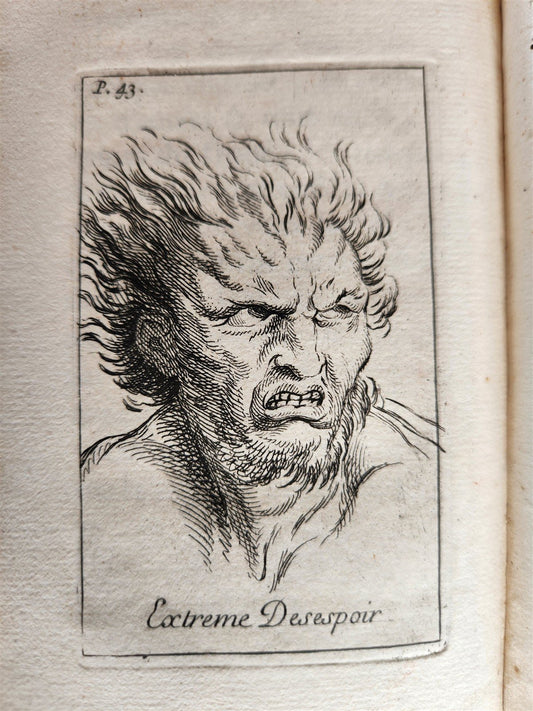 1713 ARTIST'S MANUAL by LE BRUN in FRENCH antique ILLUSTRATED PHYSIOGNOMY