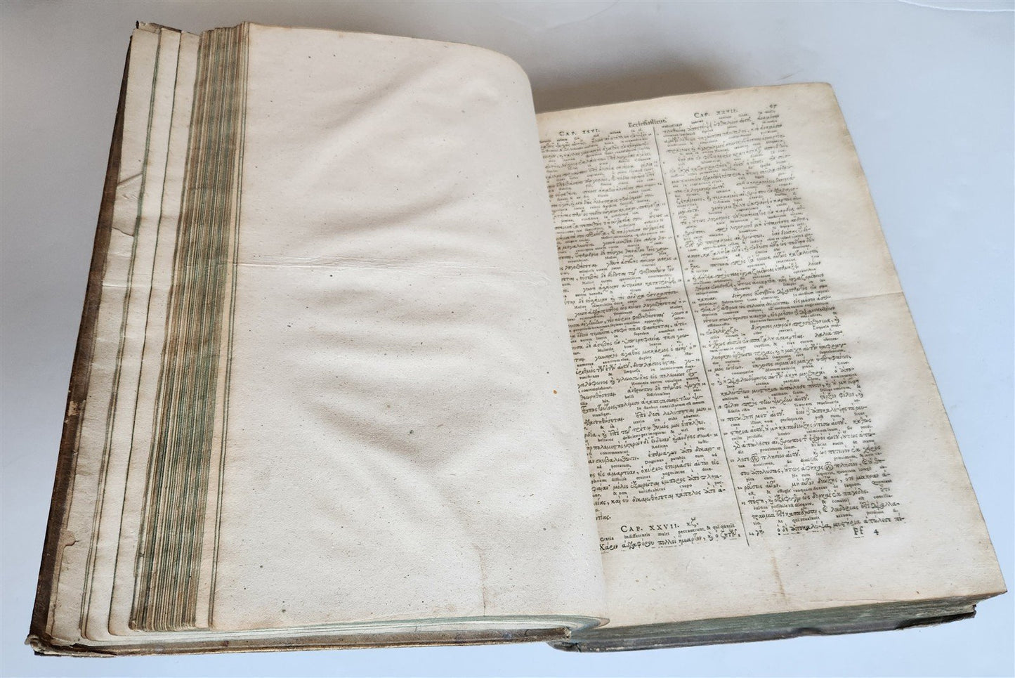 1619 BIBLE in GREEK antique BLIND TOOLED PIGSKIN BOUND FOLIO