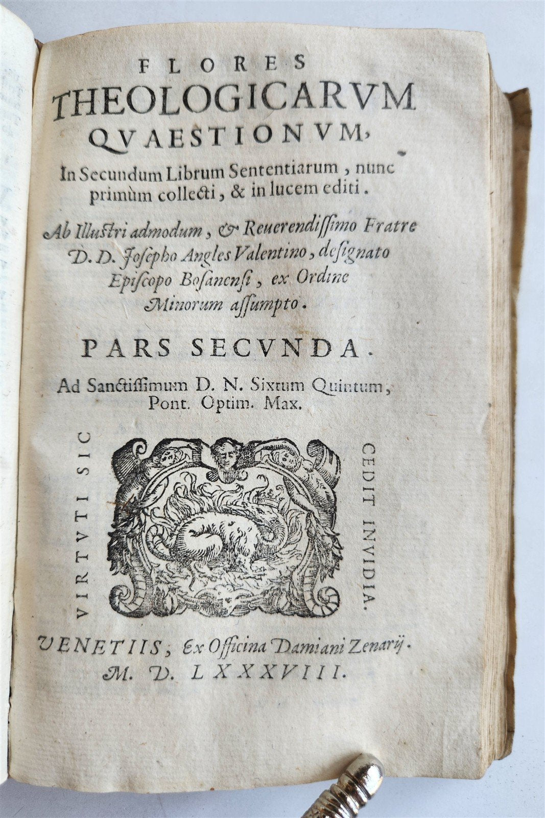 1588 Flores Theologicarum antique VELLUM BINDING Flowers of Theology Jose Angles