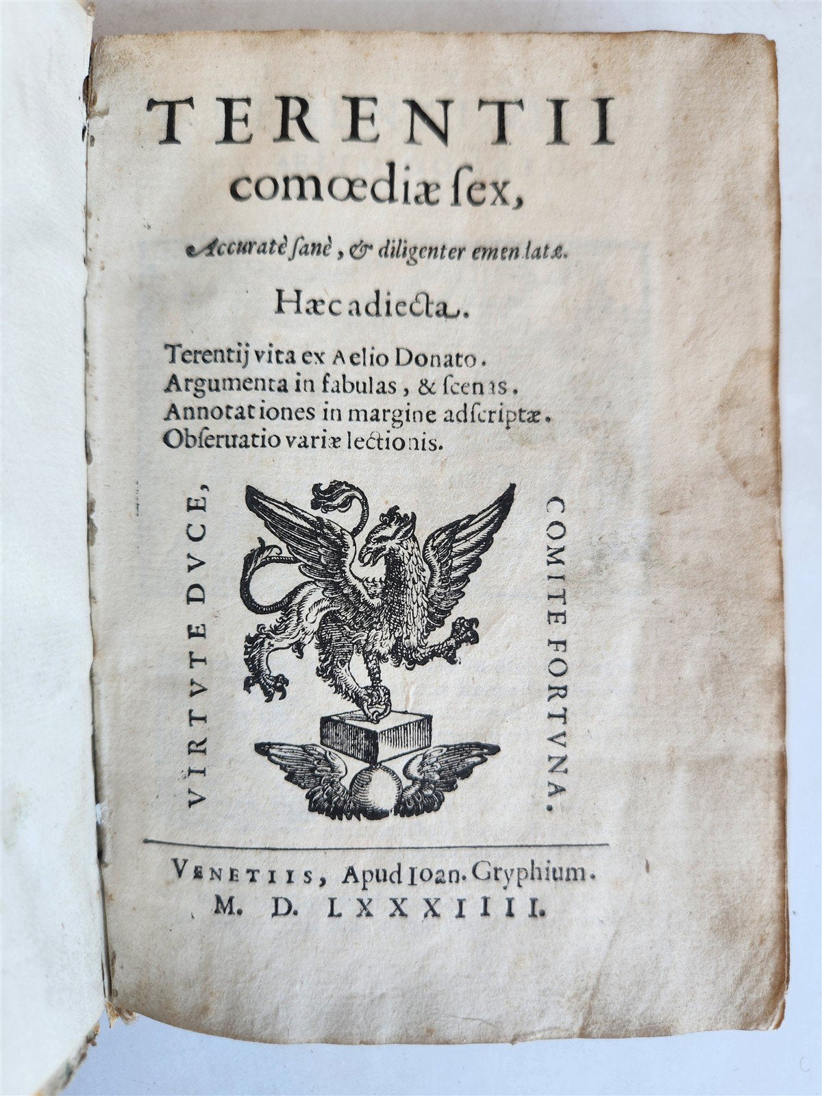 1584 COMEDIES by TERENCE antique ILLUSTRATED vellum binding 16th CENTURY