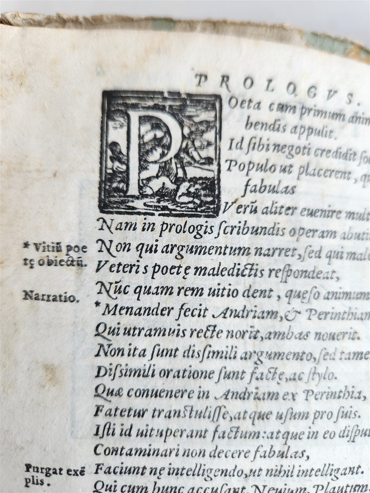 1584 COMEDIES by TERENCE antique ILLUSTRATED vellum binding 16th CENTURY