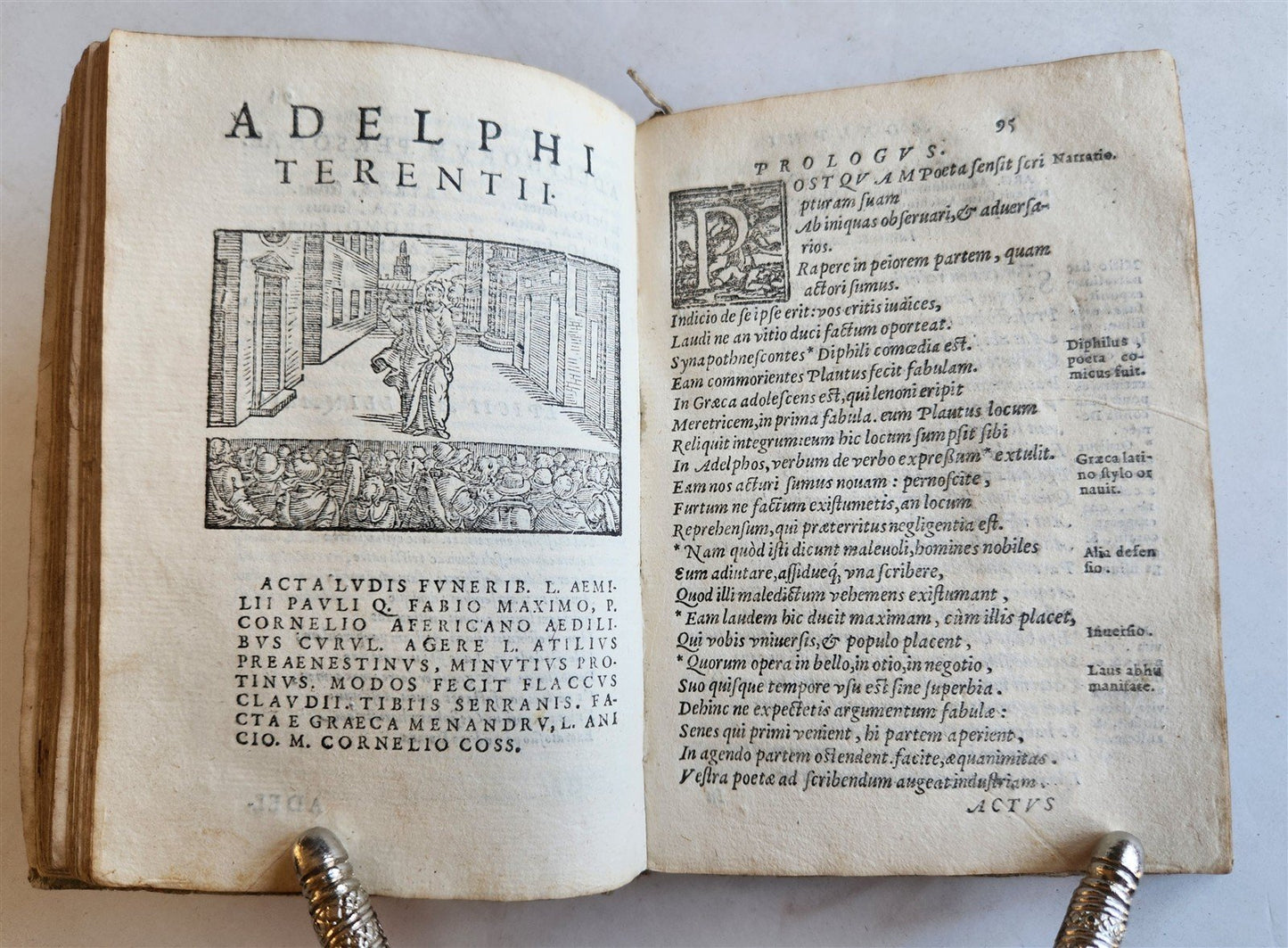 1584 COMEDIES by TERENCE antique ILLUSTRATED vellum binding 16th CENTURY
