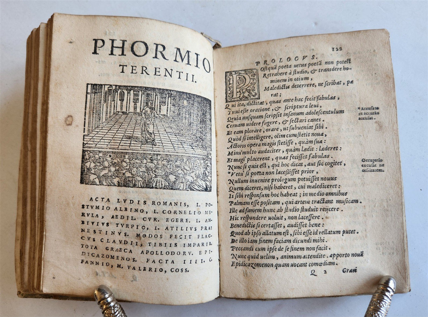1584 COMEDIES by TERENCE antique ILLUSTRATED vellum binding 16th CENTURY