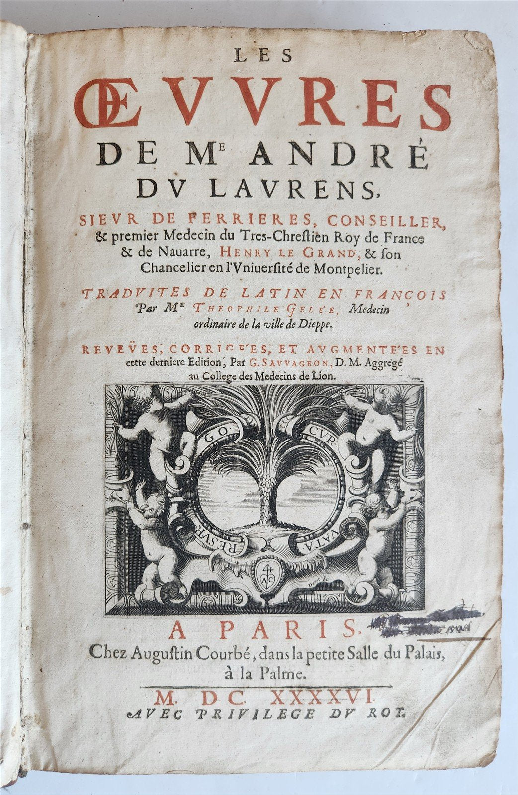 1646 ANATOMY ILLUSTRATED FOLIO antique MEDICAL Oeuvres de Me André dv Lavrens