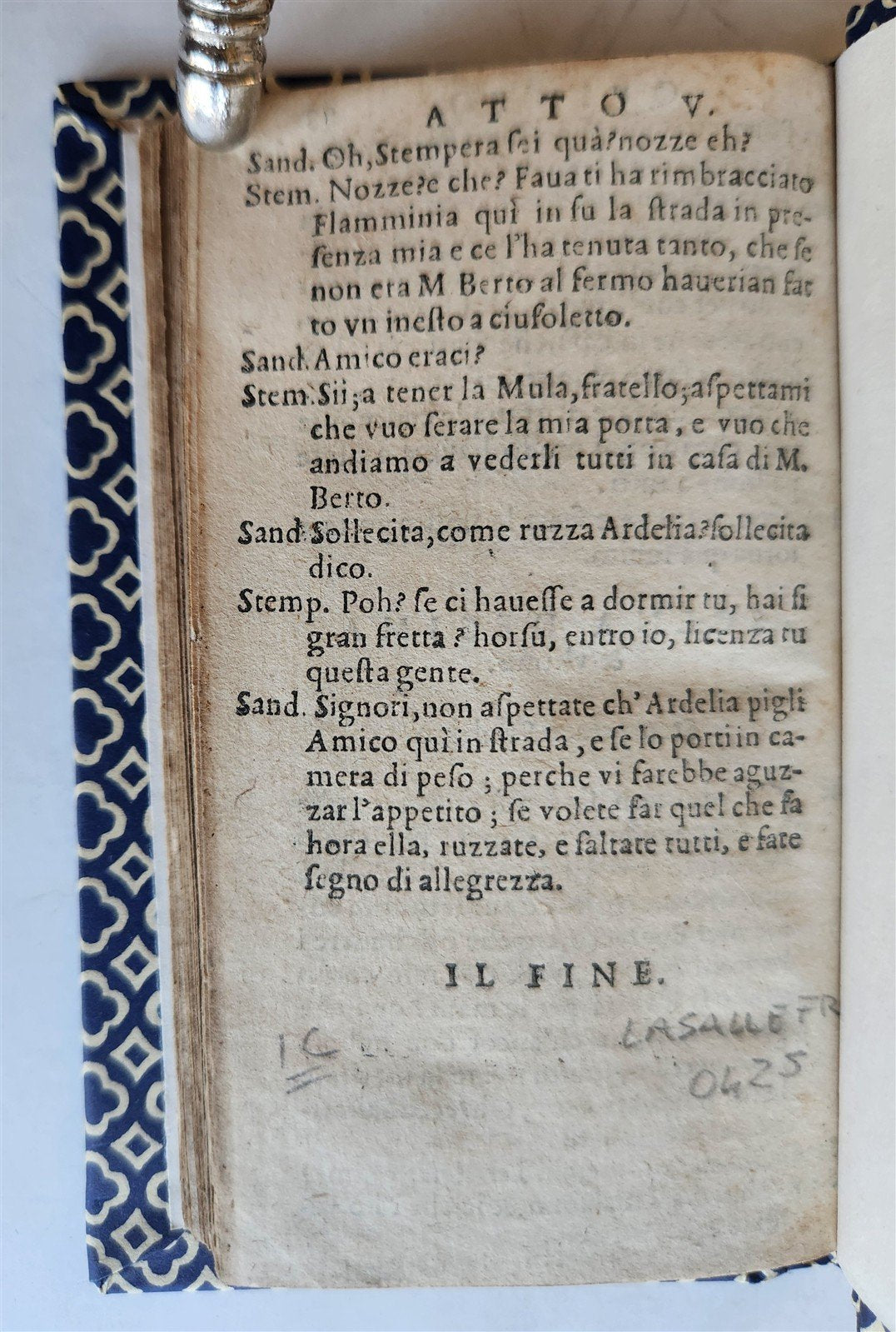 1597 THEATER PLAY by ODDI SFORZA in ITALIAN antique Duel of Love & Friendship