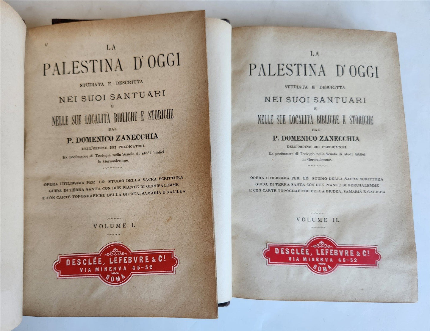 1896 PALESTINE TODAY 2 volumes in ITALIAN antique ILLUSTRATED w/ MAPS