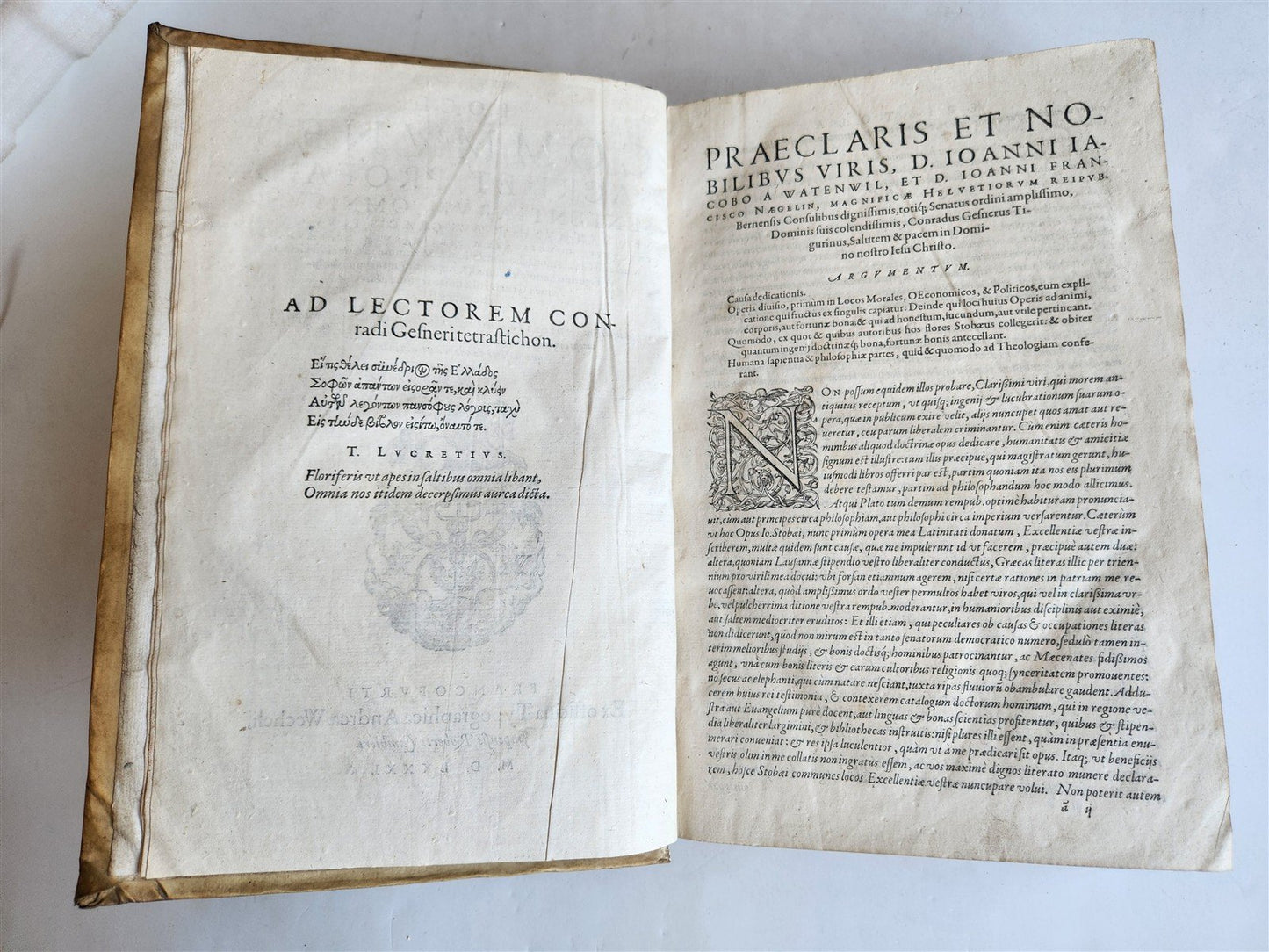 1581 GREEK ANCIENT AUTHORS WORK antique Loci communes sacri et profani FOLIO