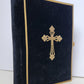 1902 GERMAN HYMNAL SONG BOOK VELVET BINDING w/ BRASS EDGES & CROSS antique
