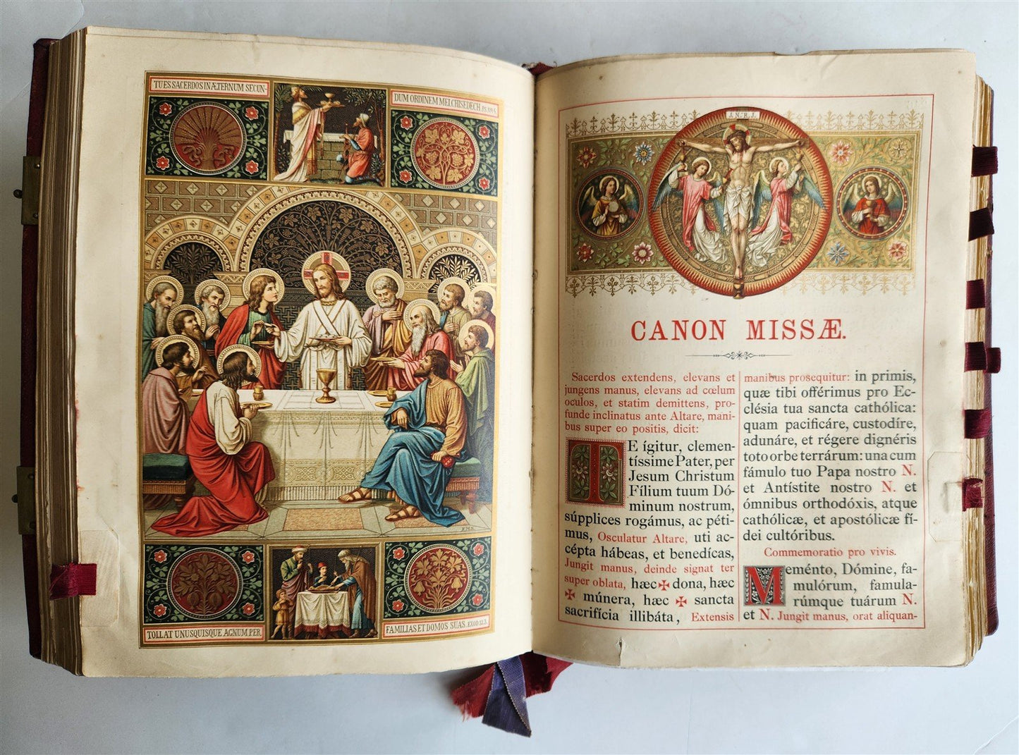 1905 MISSAL FOLIO antique LEATHER BINDING w/ BRASS FITTINGS Missale Romanum