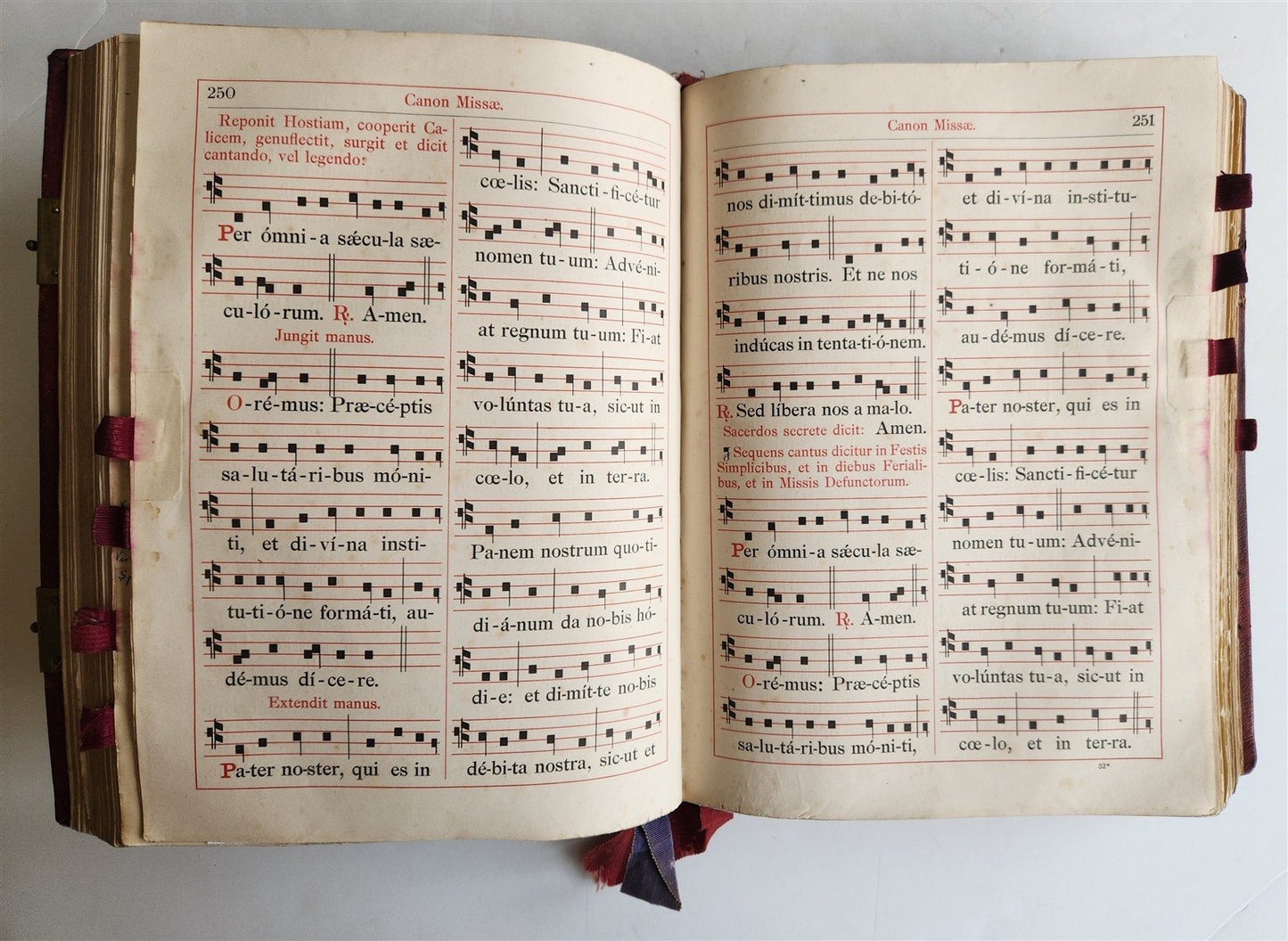 1905 MISSAL FOLIO antique LEATHER BINDING w/ BRASS FITTINGS Missale Romanum