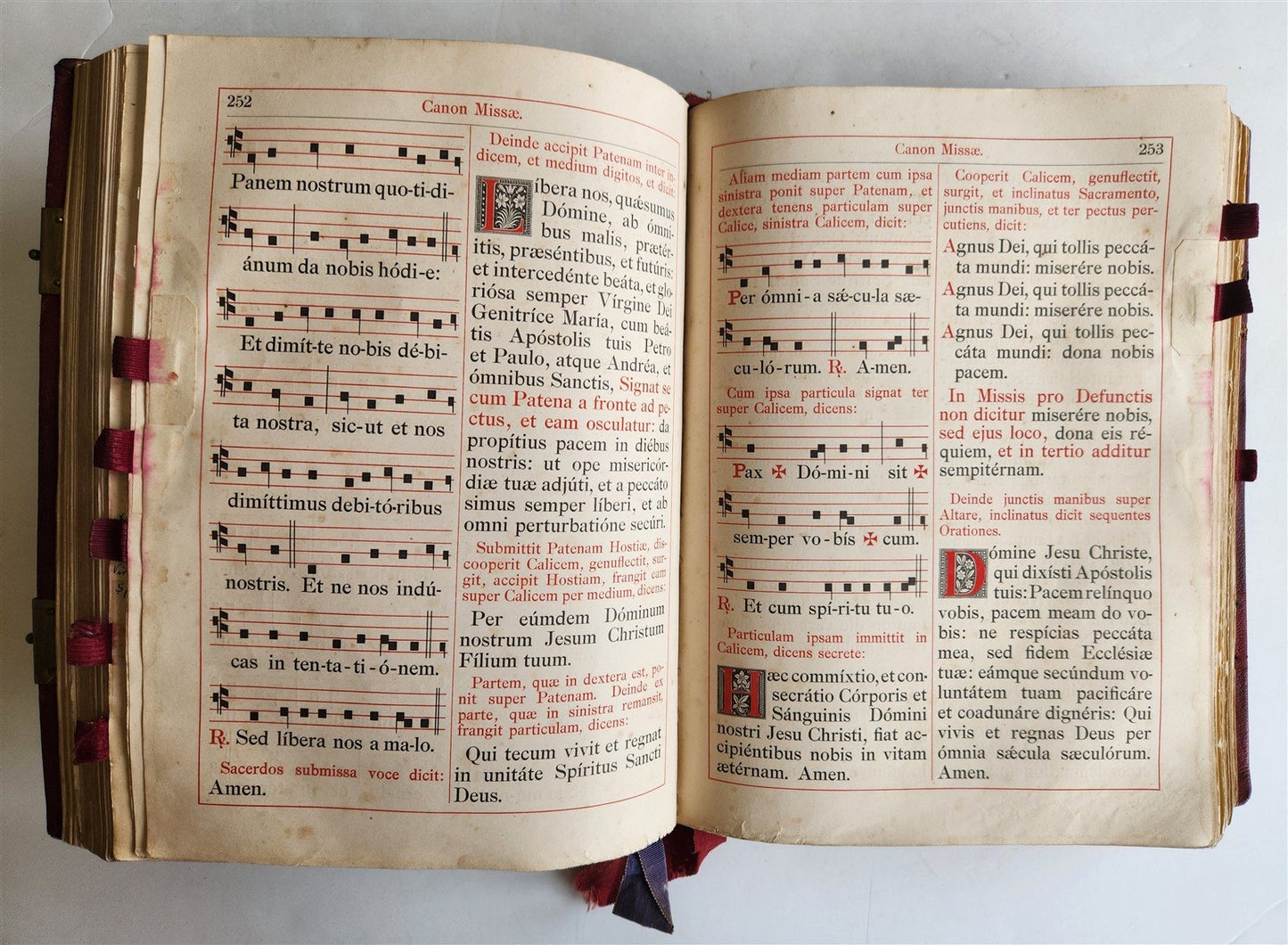 1905 MISSAL FOLIO antique LEATHER BINDING w/ BRASS FITTINGS Missale Romanum
