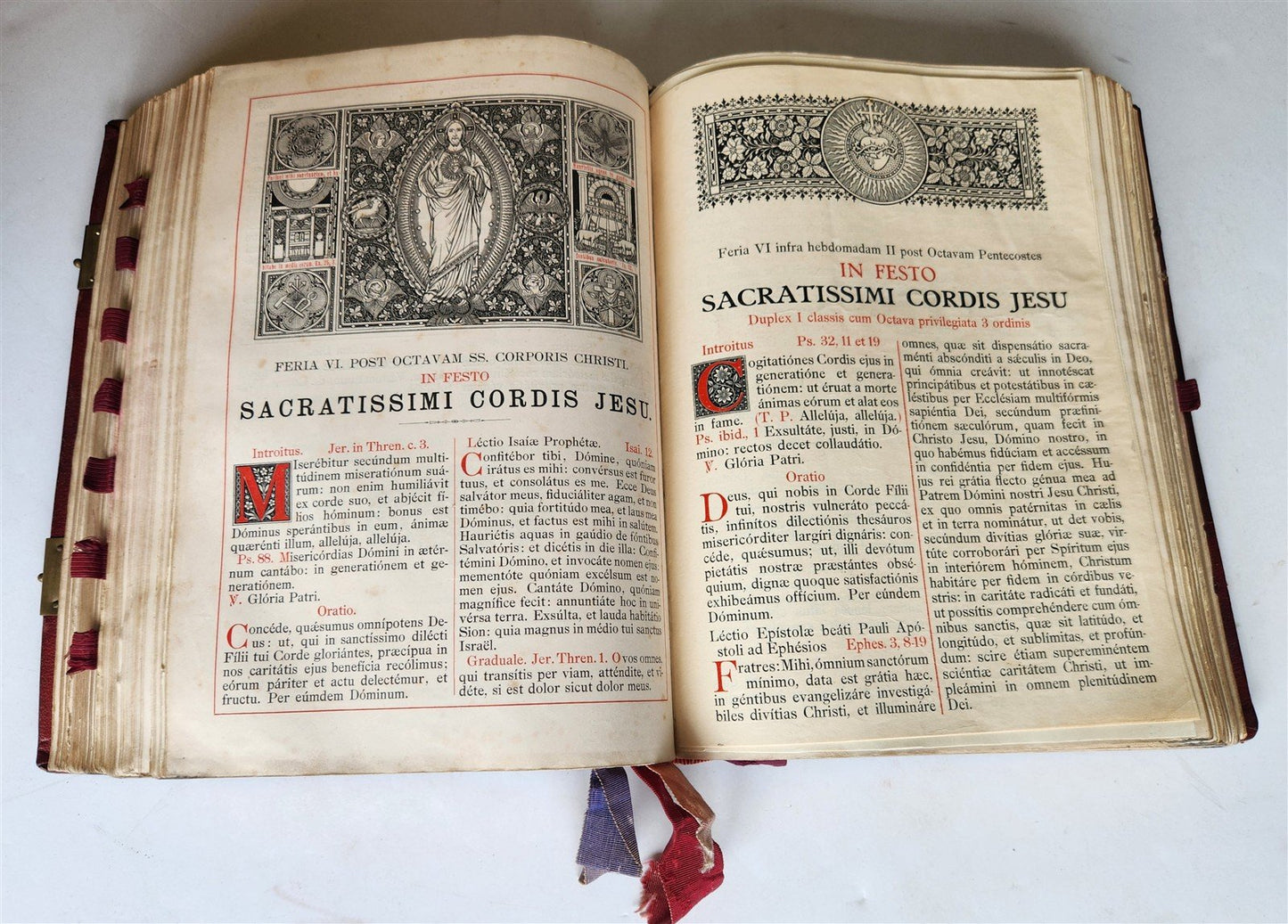 1905 MISSAL FOLIO antique LEATHER BINDING w/ BRASS FITTINGS Missale Romanum
