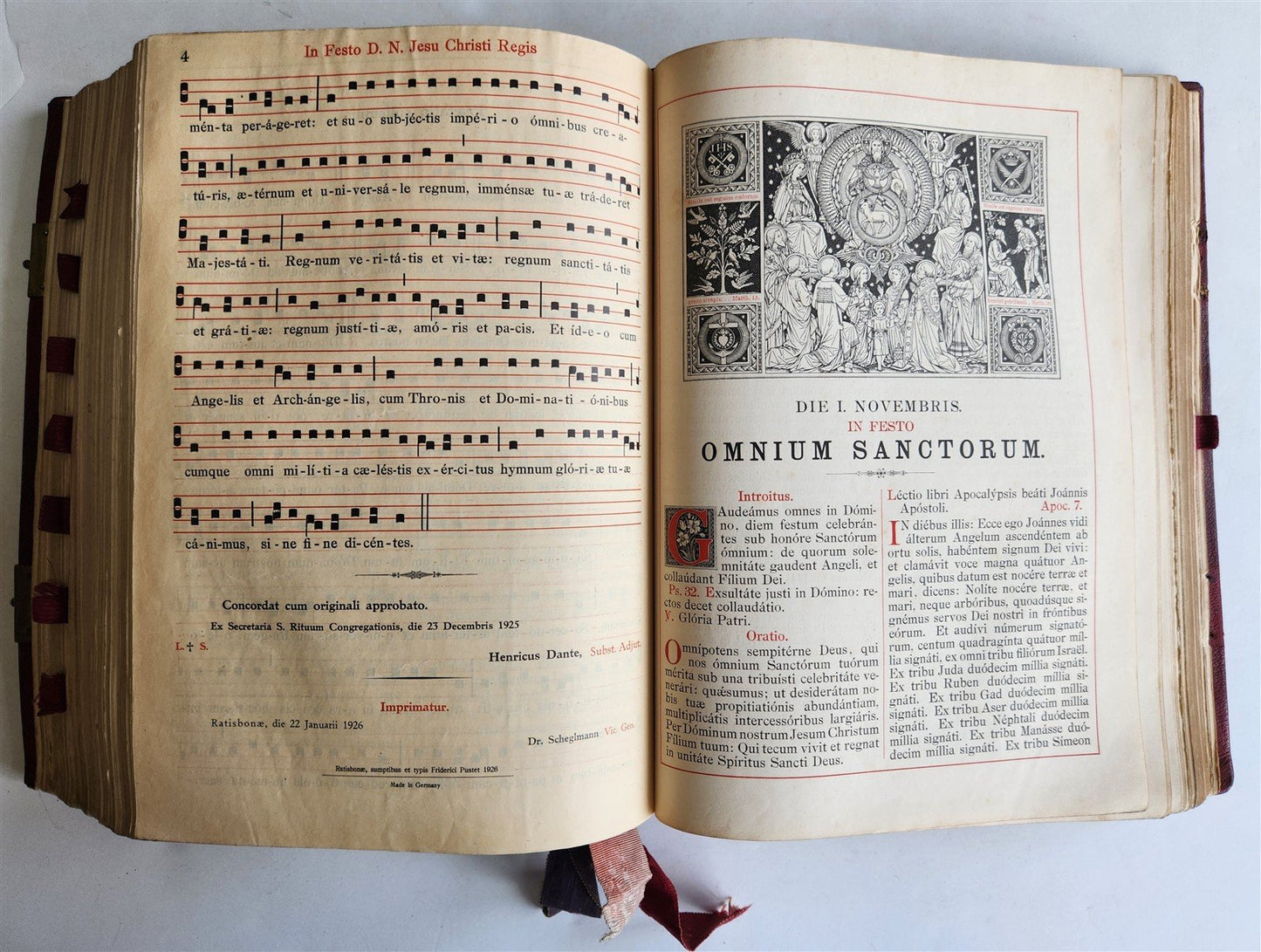 1905 MISSAL FOLIO antique LEATHER BINDING w/ BRASS FITTINGS Missale Romanum