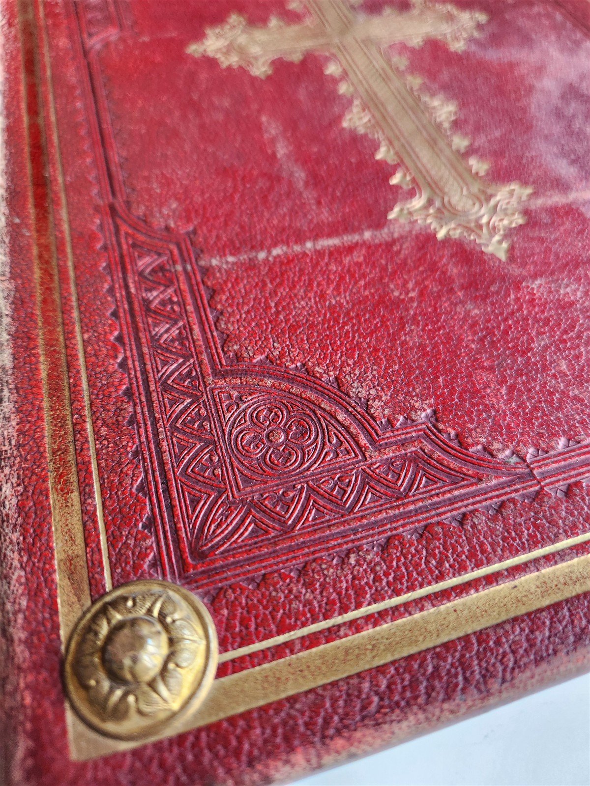 1905 MISSAL FOLIO antique LEATHER BINDING w/ BRASS FITTINGS Missale Romanum