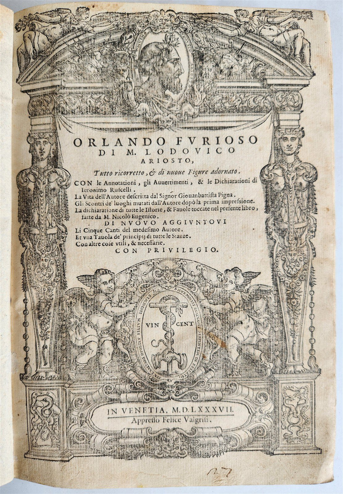 1587 ORLANDO FURIOSO by Lodovico Ariosto antique MAGNIFICENTLY ILLUSTRATED