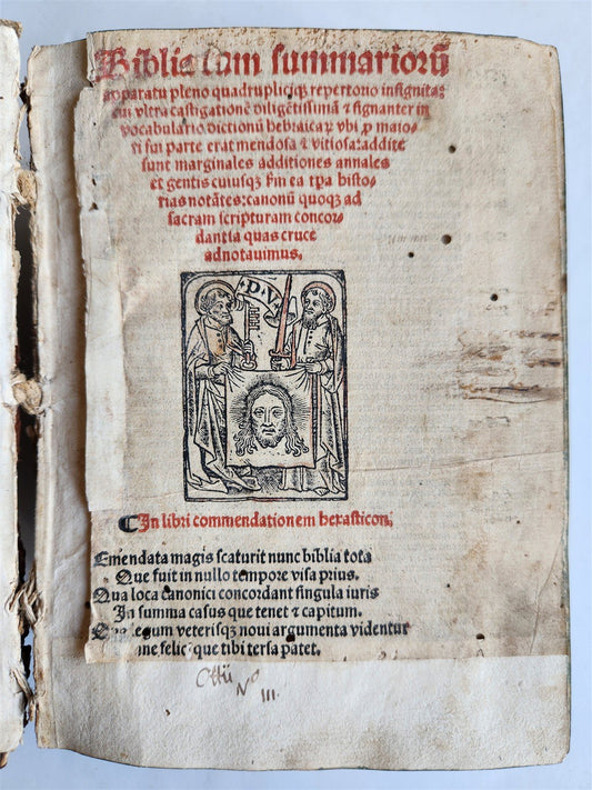 1519 BIBLE in LATIN POST-INCUNABULA antique rare w/ WOODCUTS