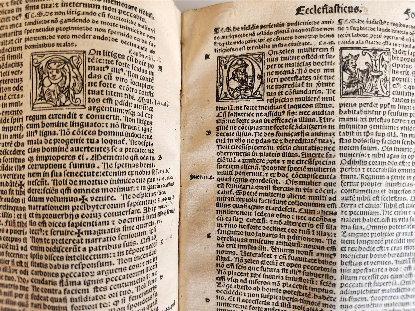 1519 BIBLE in LATIN POST-INCUNABULA antique rare w/ WOODCUTS
