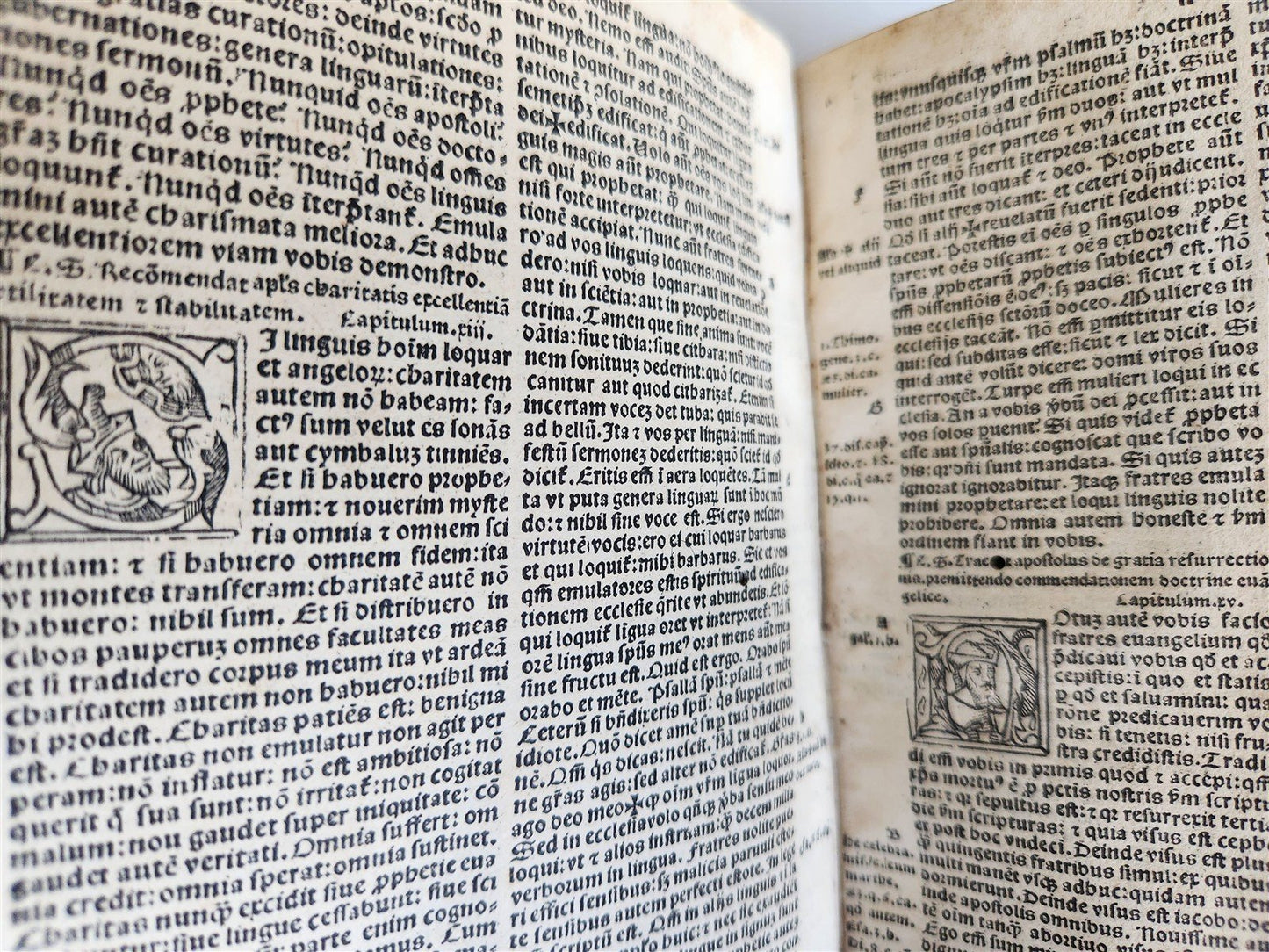 1519 BIBLE in LATIN POST-INCUNABULA antique rare w/ WOODCUTS