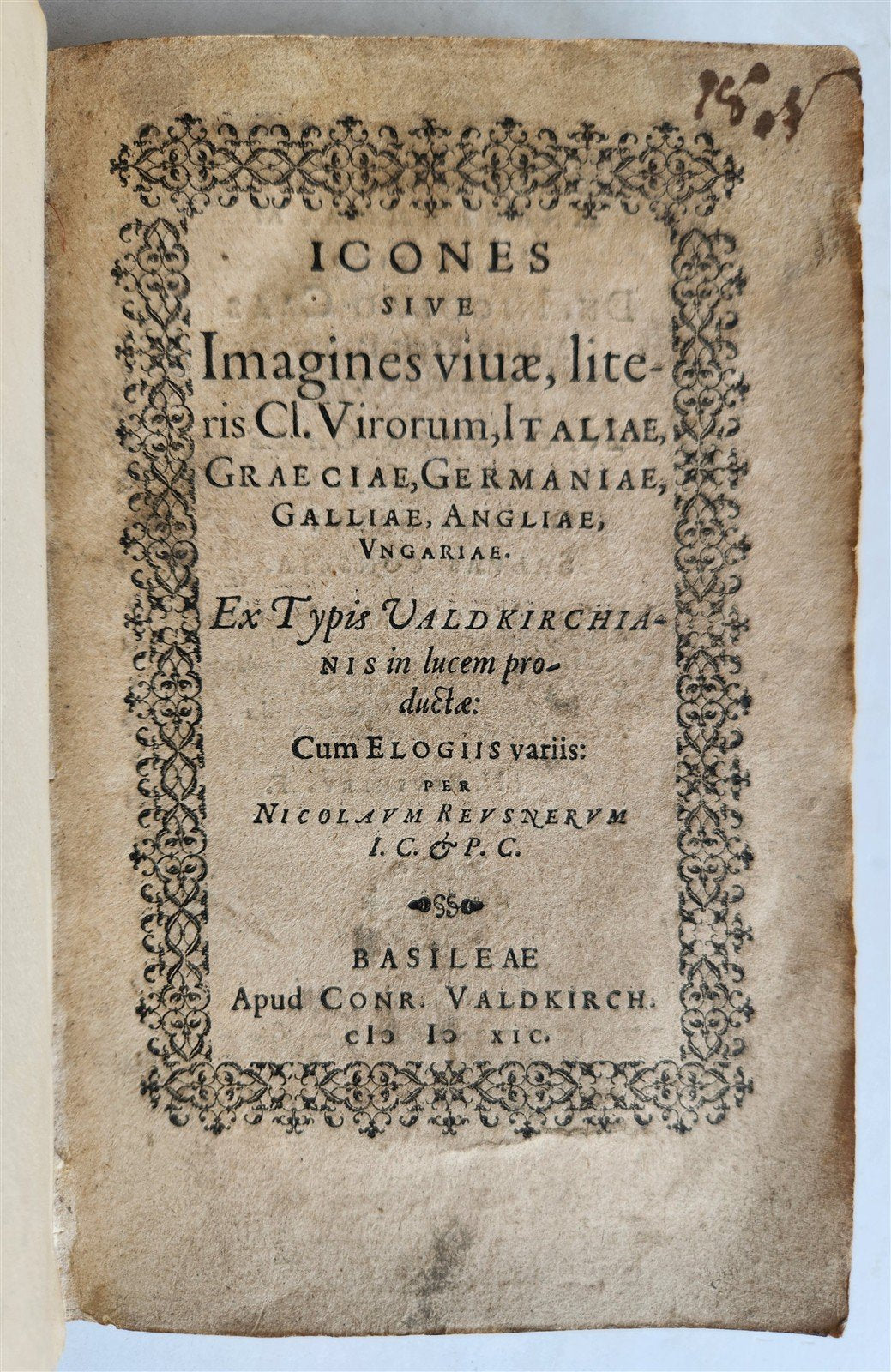 1589 PORTAITS of NOTABLE MEN ILLUSTRATED by Tobias Stimmer antique Icones sive..