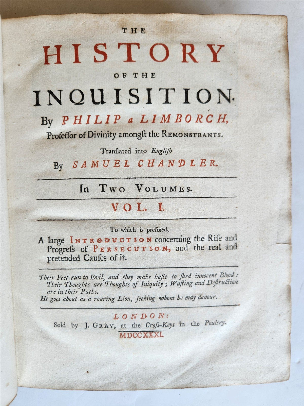1731 HISTORY of INQUISITION in ENGLISH by Limborch antique ILLUSTRATED