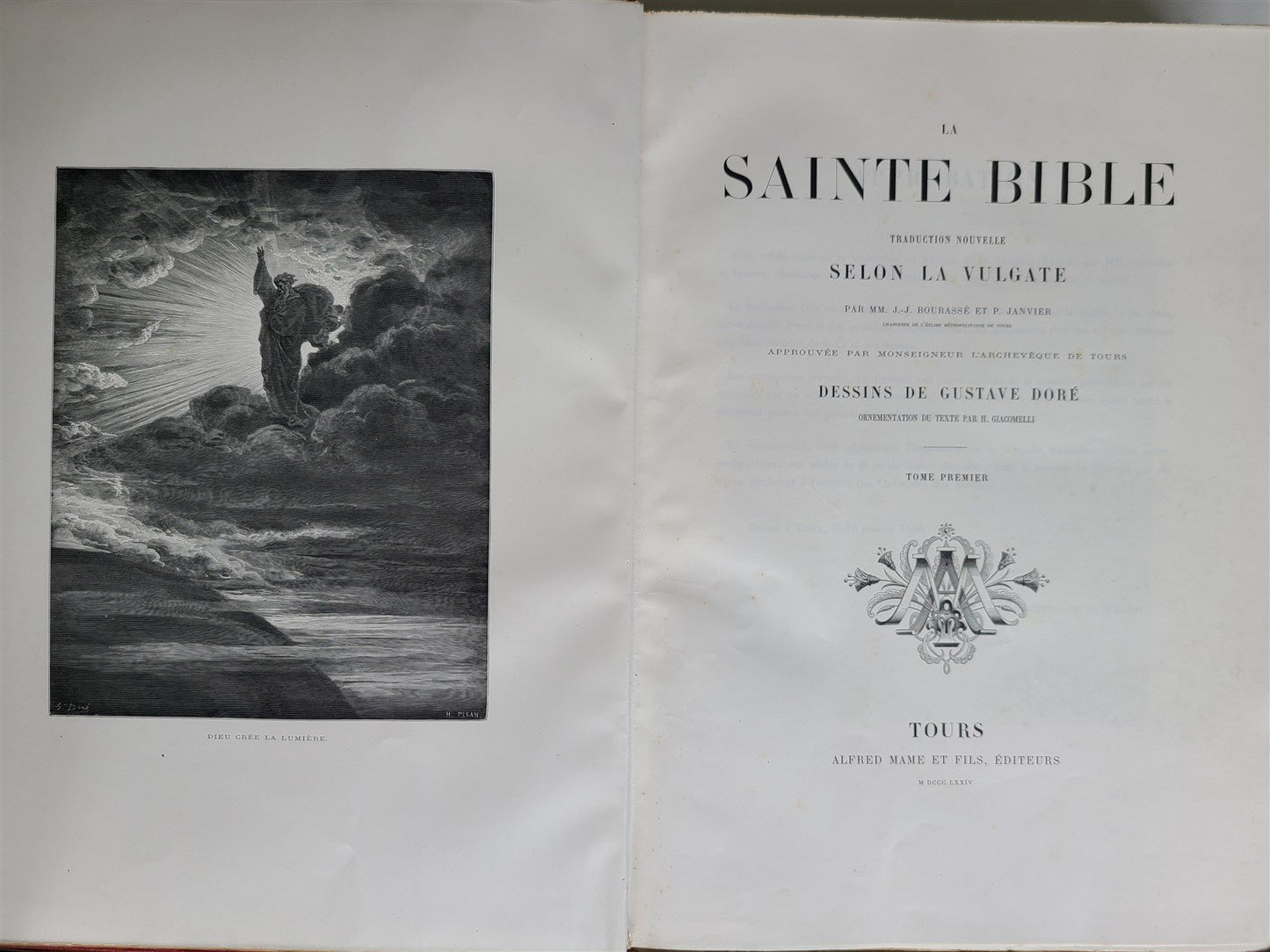 1874 BIBLE GUSTAVE DORE LLUSTRATED 2 VOLUMES MASSIVE FOLIO antique 230 plates