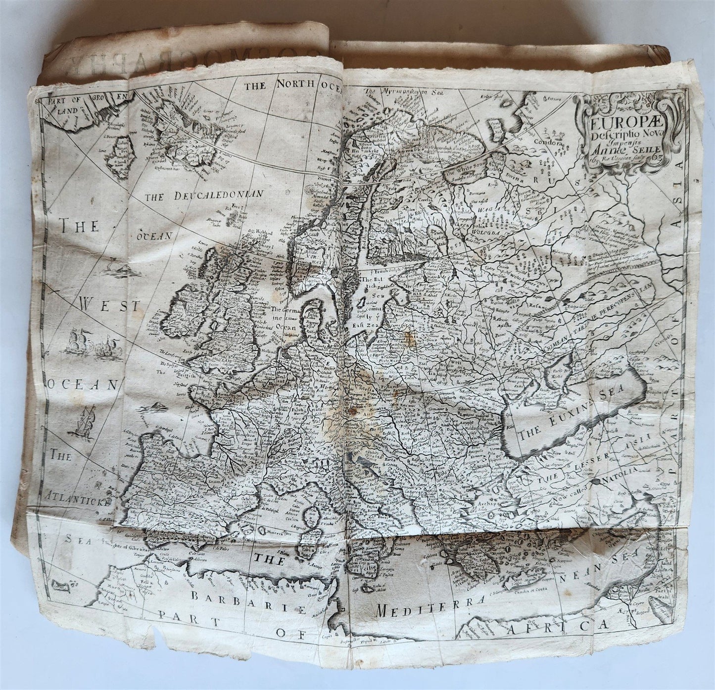 1677 COSMOGRAPHIE by PETER HEYLIN in ENGLISH antique rare ILLUSTRATED w/ MAPS