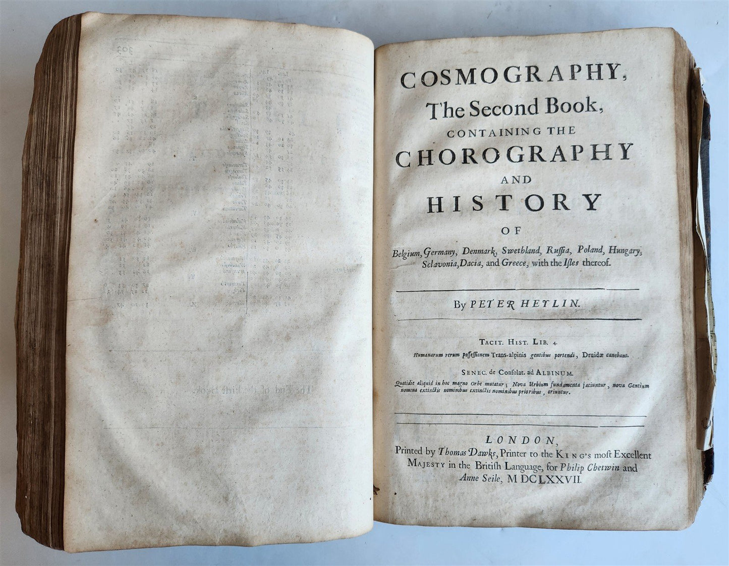 1677 COSMOGRAPHIE by PETER HEYLIN in ENGLISH antique rare ILLUSTRATED w/ MAPS