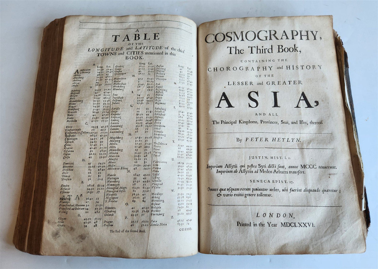 1677 COSMOGRAPHIE by PETER HEYLIN in ENGLISH antique rare ILLUSTRATED w/ MAPS