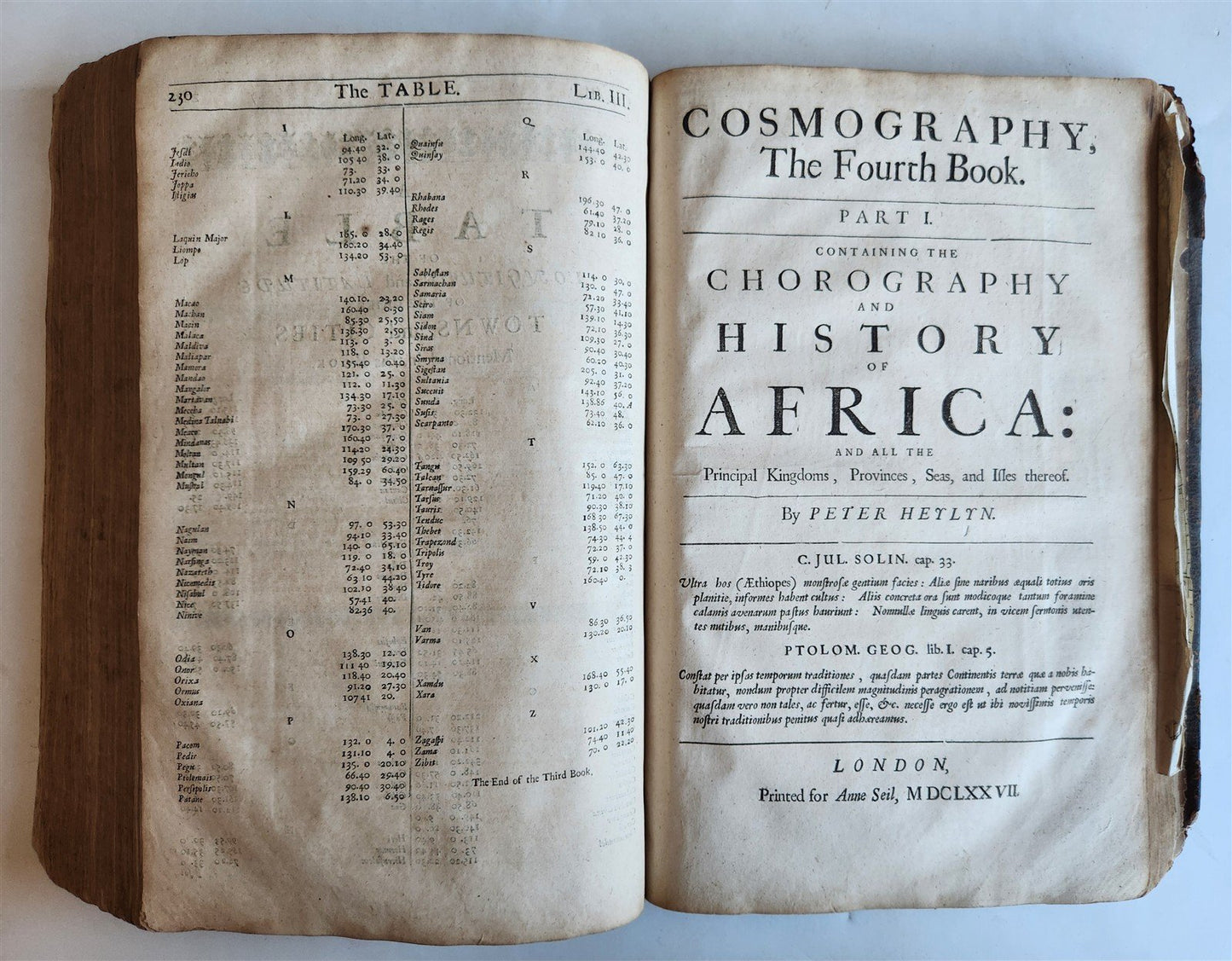 1677 COSMOGRAPHIE by PETER HEYLIN in ENGLISH antique rare ILLUSTRATED w/ MAPS