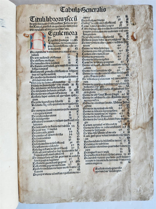 1489 INCUNABULA by JOHANNIS DE GERSON antique VELLUM BINDING OPERA MORALIA