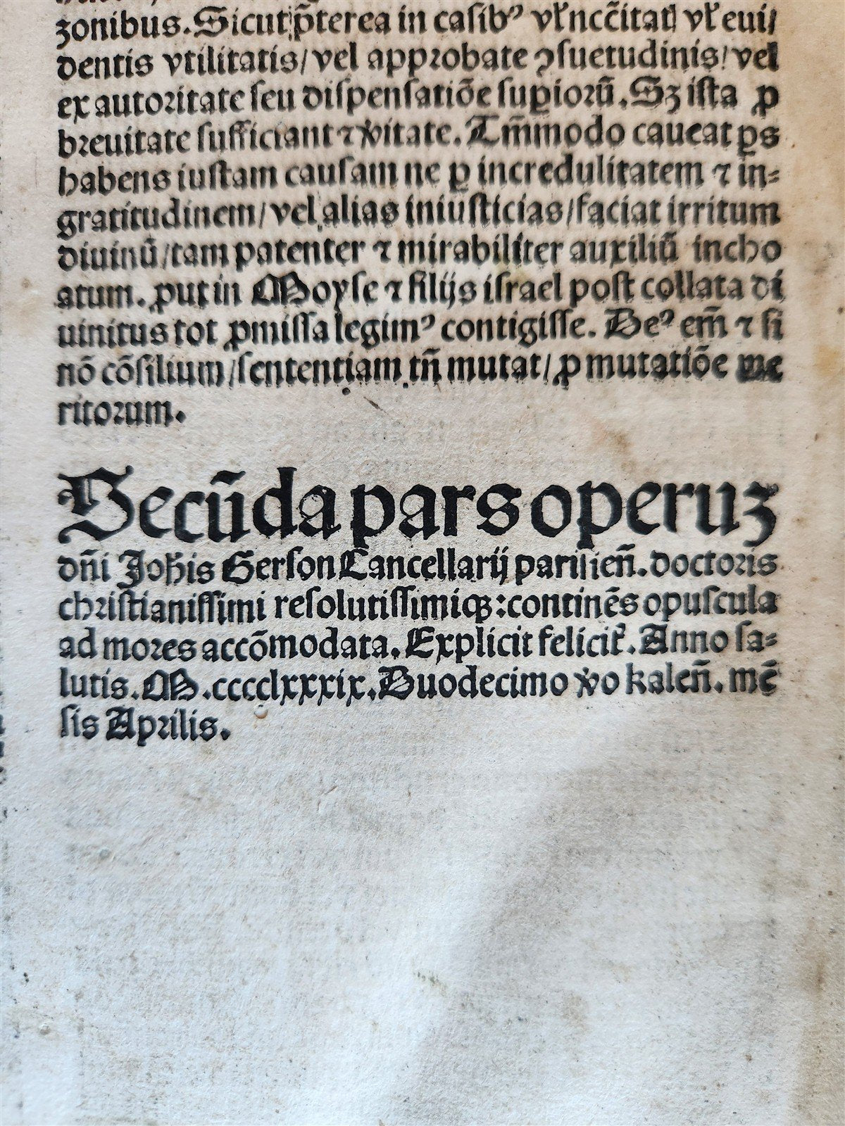 1489 INCUNABULA by JOHANNIS DE GERSON antique VELLUM BINDING OPERA MORALIA