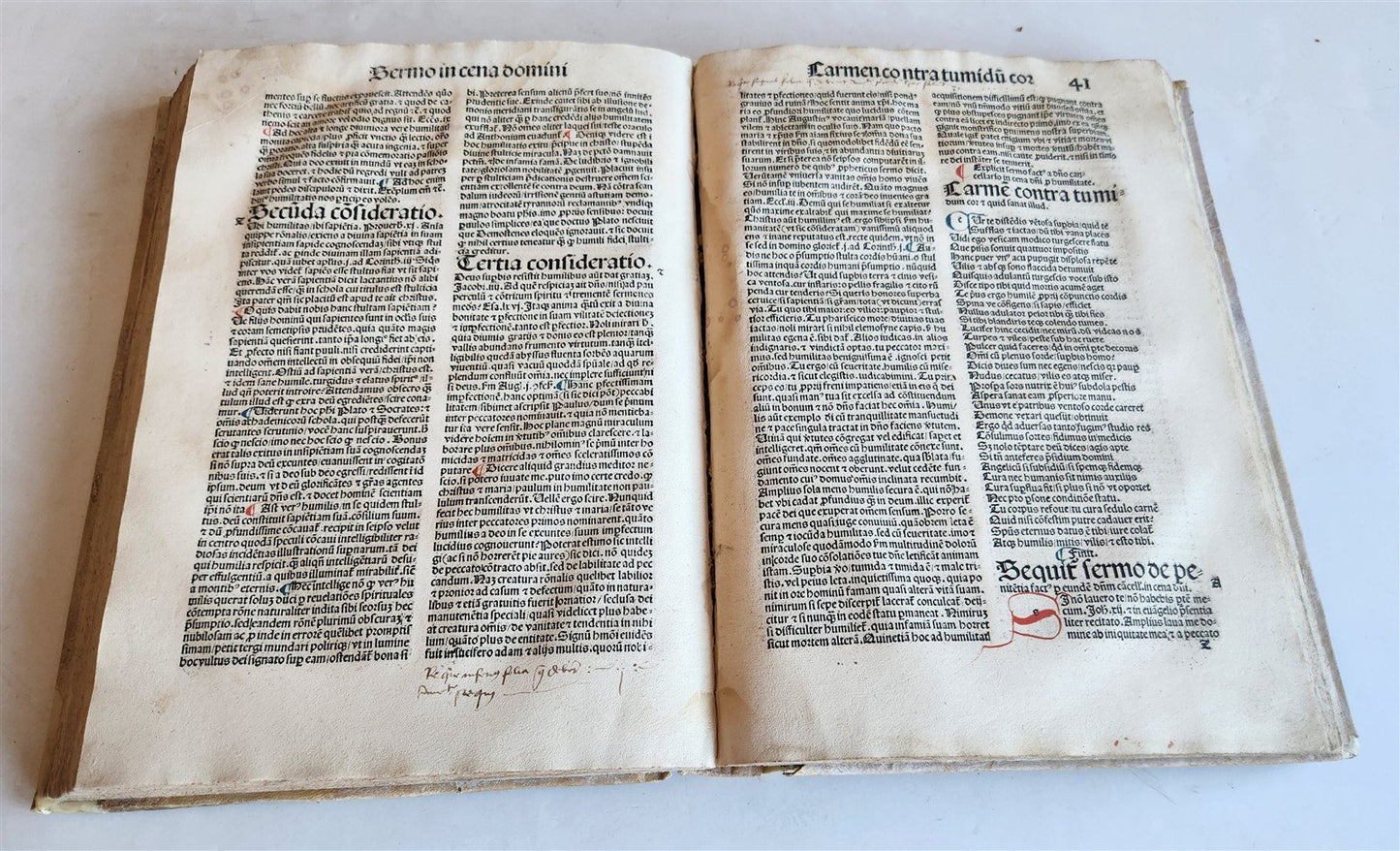 1489 INCUNABULA by JOHANNIS DE GERSON antique VELLUM BINDING OPERA MORALIA