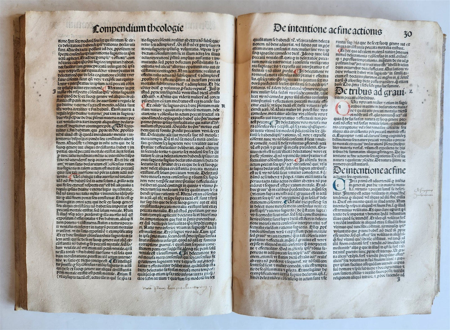 1489 INCUNABULA by JOHANNIS DE GERSON antique VELLUM BINDING OPERA MORALIA