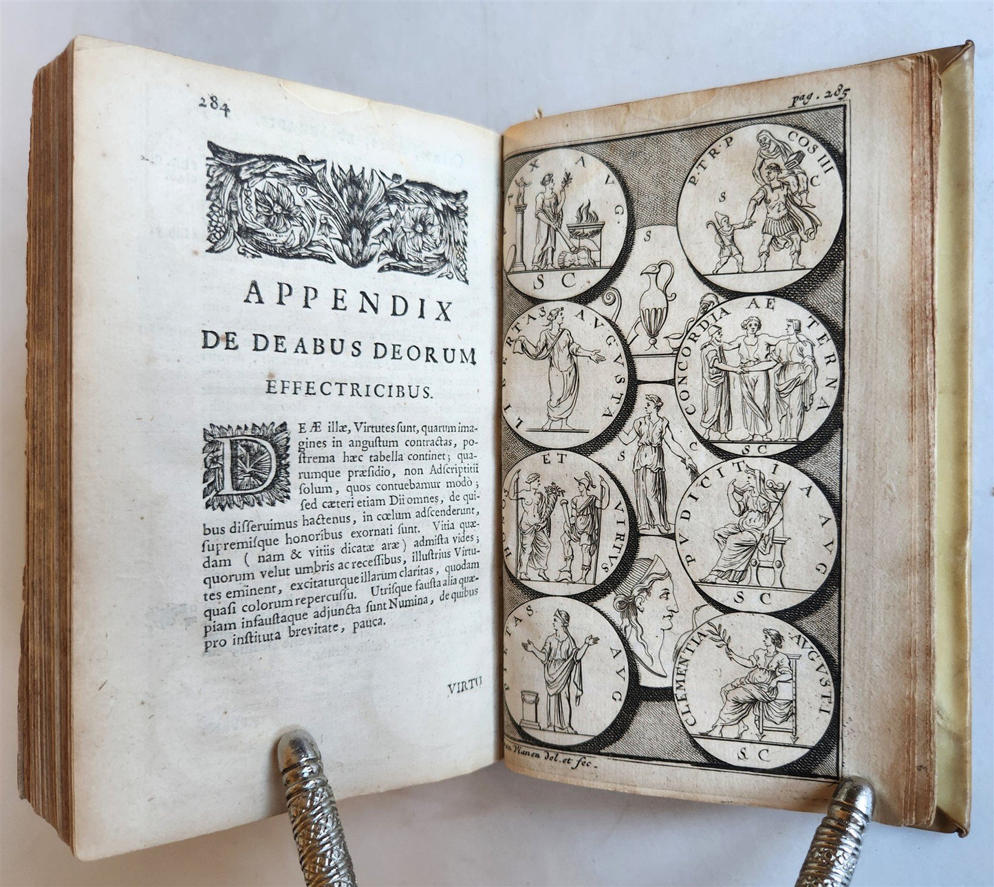 1697 MYTHOLOGY ILLUSTRATED w/ 26 ENGRAVINGS antique VELLUM BOUND
