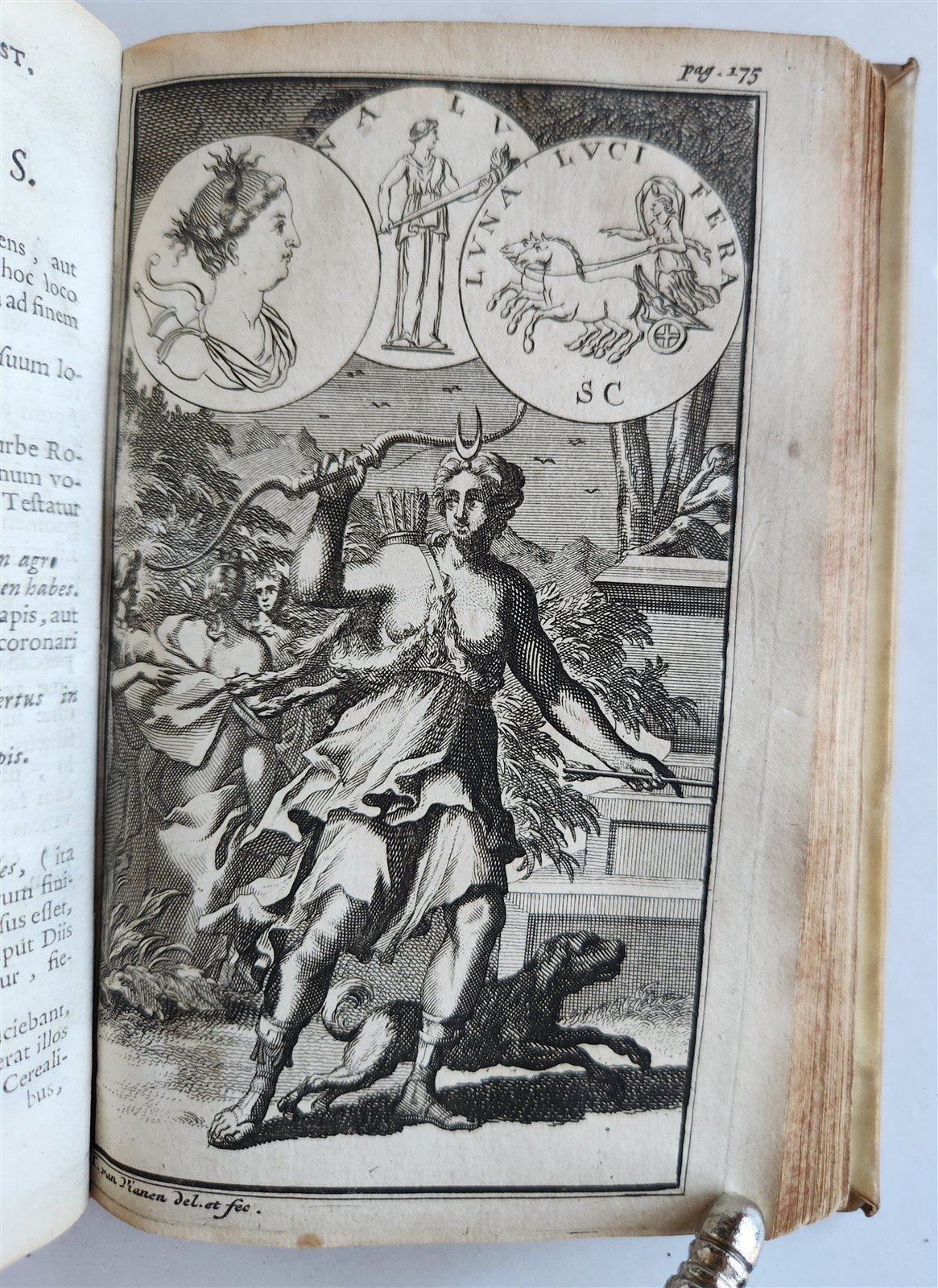 1697 MYTHOLOGY ILLUSTRATED w/ 26 ENGRAVINGS antique VELLUM BOUND