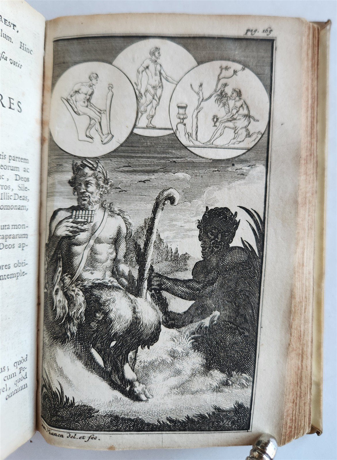 1697 MYTHOLOGY ILLUSTRATED w/ 26 ENGRAVINGS antique VELLUM BOUND