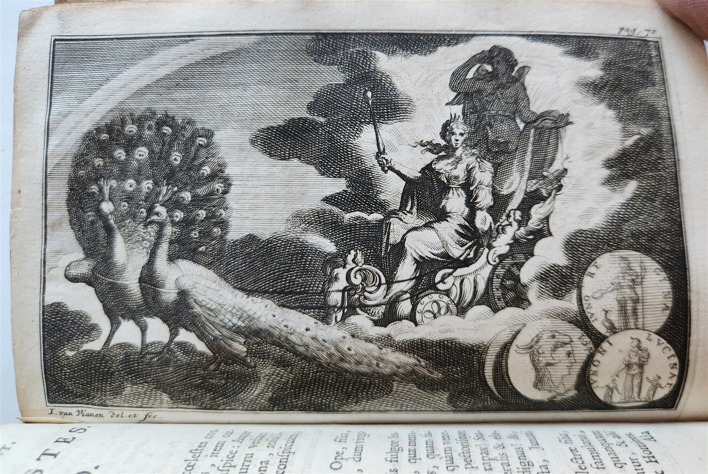 1697 MYTHOLOGY ILLUSTRATED w/ 26 ENGRAVINGS antique VELLUM BOUND