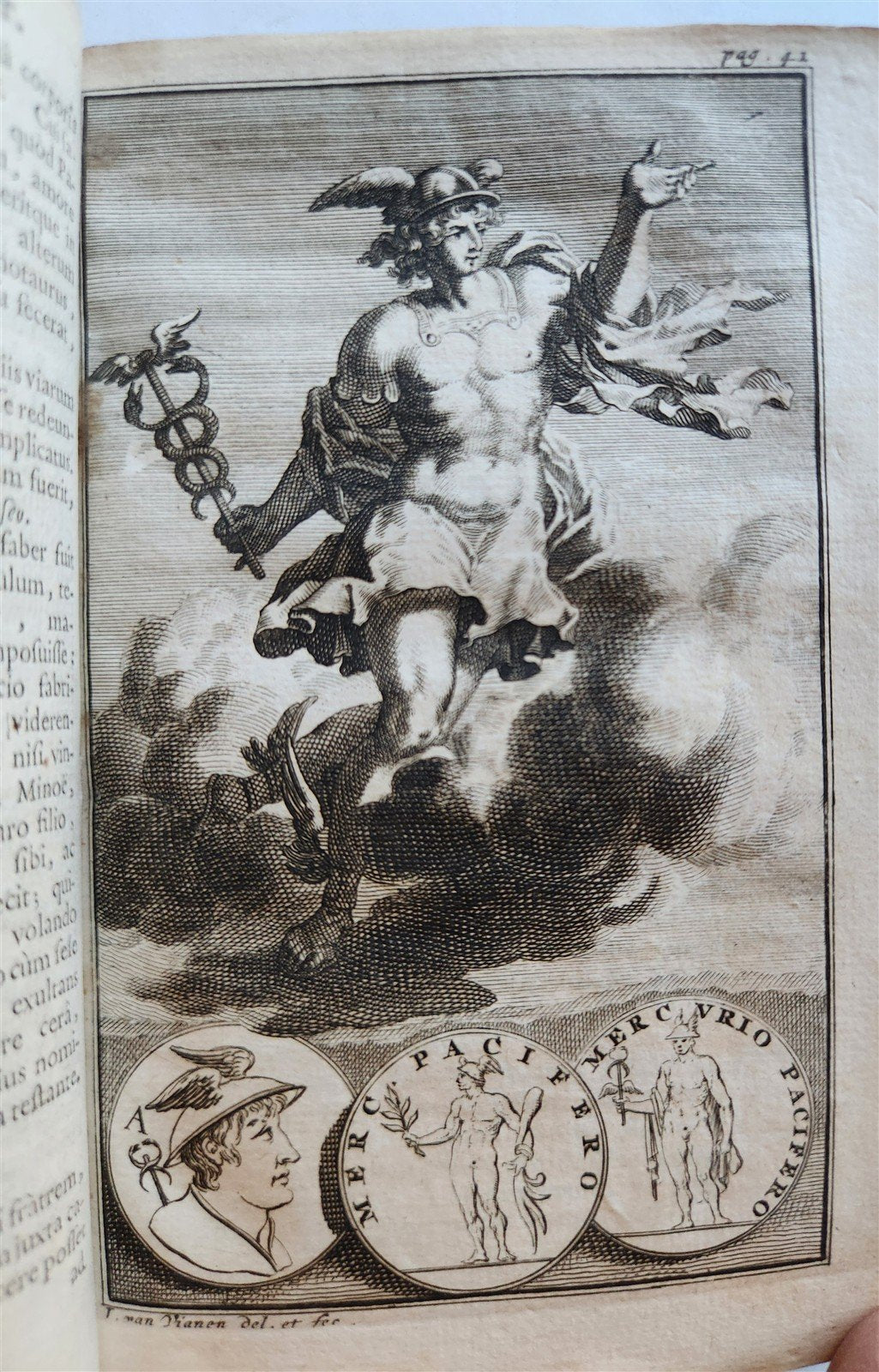 1697 MYTHOLOGY ILLUSTRATED w/ 26 ENGRAVINGS antique VELLUM BOUND