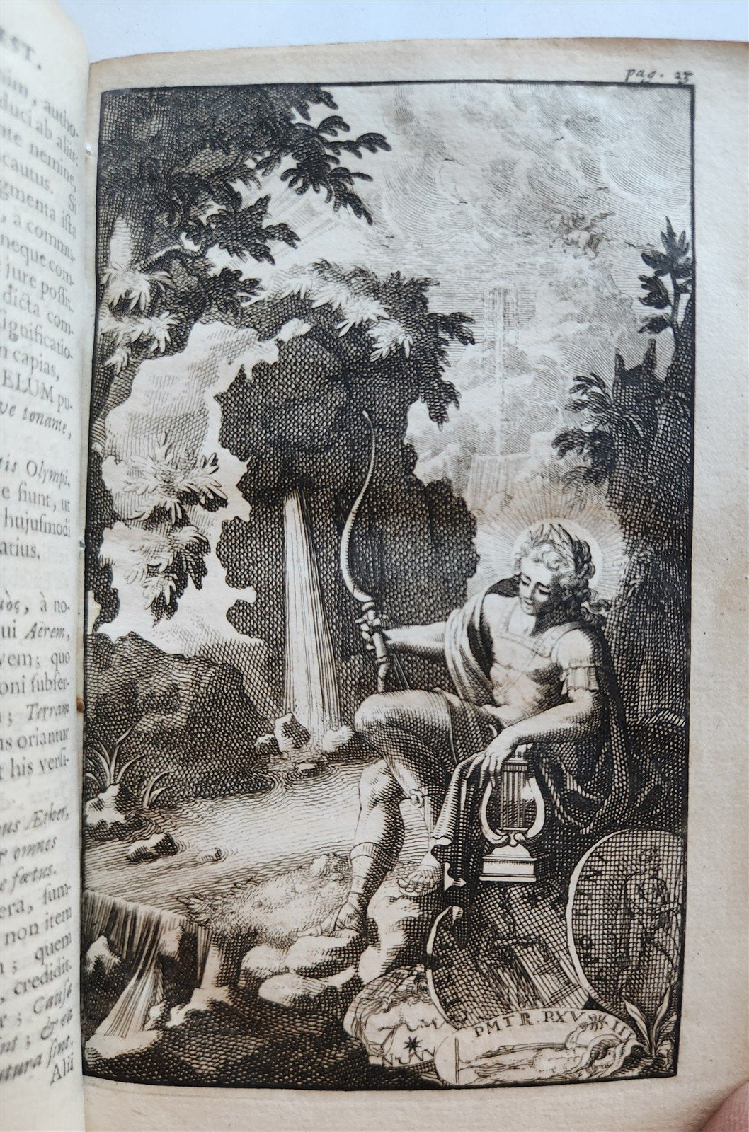 1697 MYTHOLOGY ILLUSTRATED w/ 26 ENGRAVINGS antique VELLUM BOUND